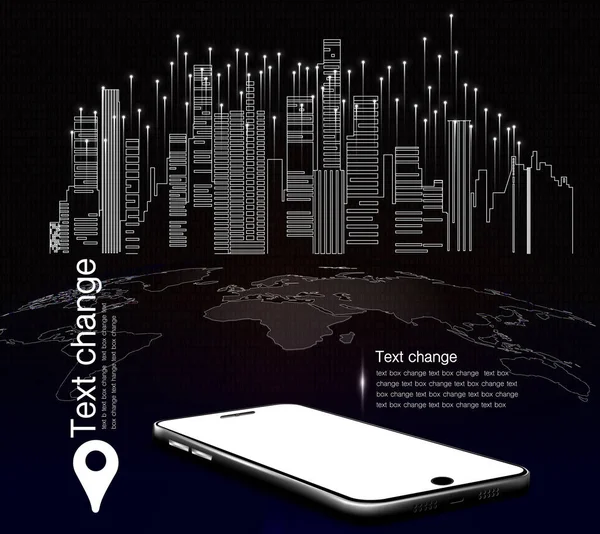 Téléphone Portable Semble Moderne Sur Fond Grands Bâtiments Avec Des — Image vectorielle