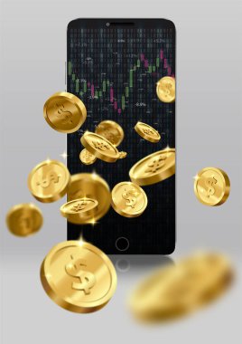 Hisse senedi ticaret hattı cep telefonunun ekranında..