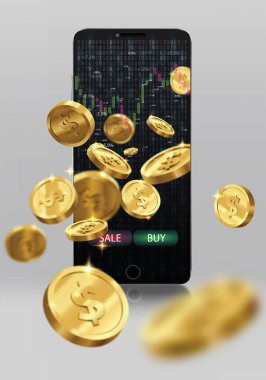 Hisse senedi ticaret hattı cep telefonunun ekranında..