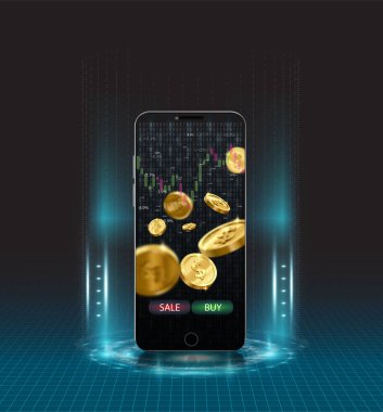 Hisse senedi ticaret hattı cep telefonunun ekranında..