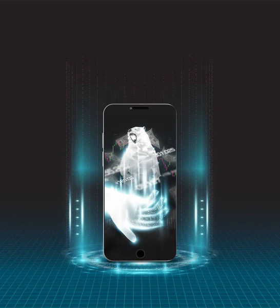 Cep telefonunun ekranında parlayan ayı