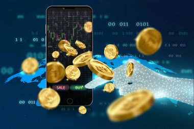 Cep telefonu ekranında hisse senedi işlem hattı