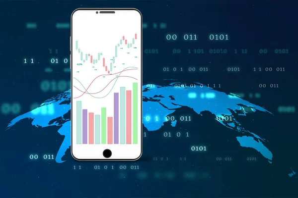 Stock Trading Line Mobile Phone Screen — Image vectorielle