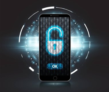 mother key glowing on mobile phone screen 3d