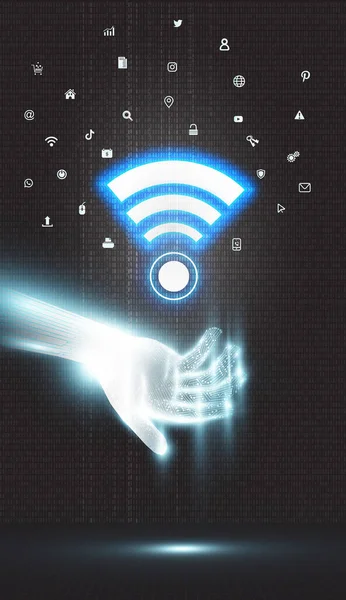 Elektronik el kablosuz internet sembolü ile açılır