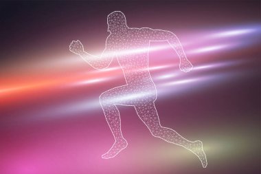 Siyah çizgili adam hızla koşuyor