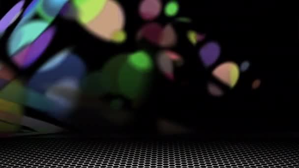 Kleurrijke Cirkels Bewegen Voortdurend Overlappen Grond — Stockvideo