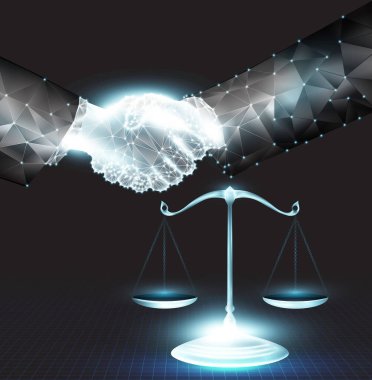 Adalet ortaklarının tokalaşması.