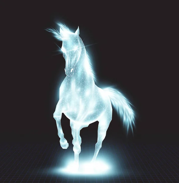 stock vector The luminous horse was running, emitting a glowing light.