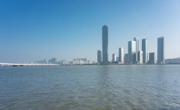 stock image Modern architectural landscape of Zhuhai coastline