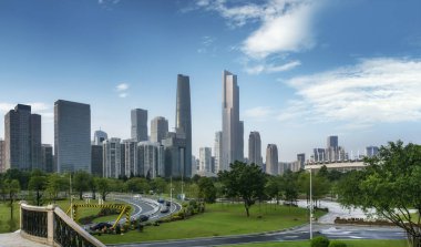 Guangzhou, Çin 'in modern kentsel mimari manzarası
