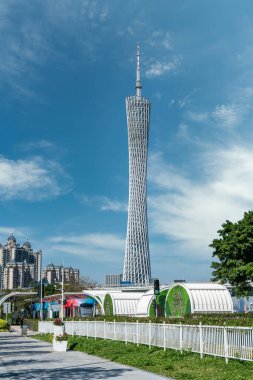 Guangzhou modern şehir mimarisi gökyüzü