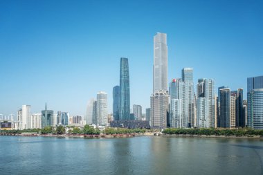 Guangzhou 'daki kentsel mimari manzaranın silüeti