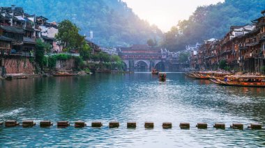 Fenghuang antik şehrinin güzel manzarası