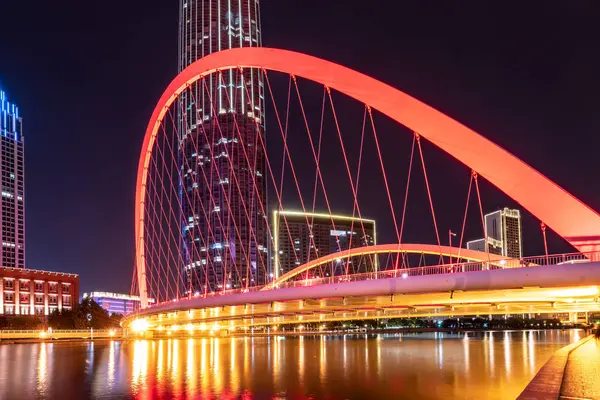 stock image Urban architectural landscape on both sides of Haihe River in Tianji