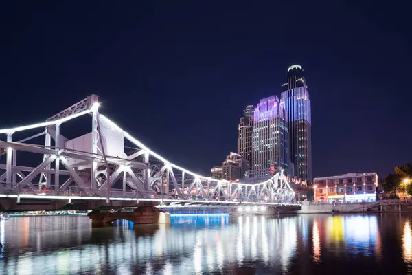 stock image Urban architectural landscape on both sides of Haihe River in Tianji