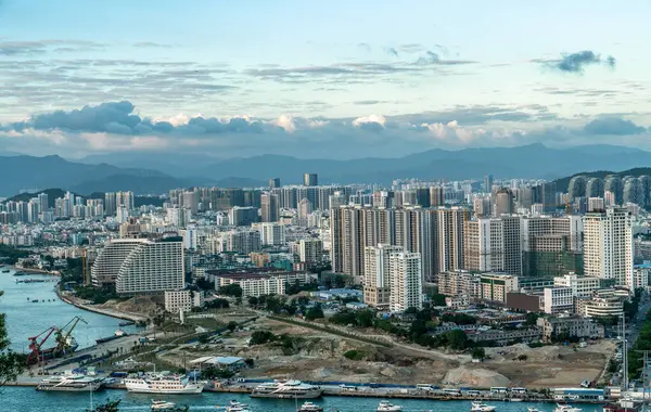 stock image Aerial photography of Sanya coastline architectural landscape