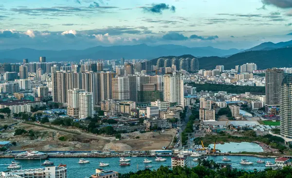 stock image Aerial photography of Sanya island scenery and modern architectu