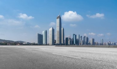 Yol zemin ve modern mimari manzara Çin 'in ufuk çizgisi