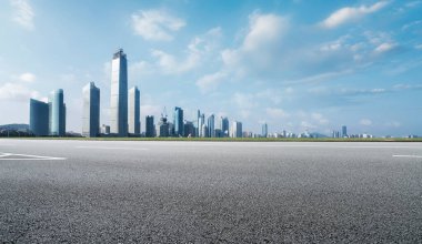 Yol zemin ve modern mimari manzara Çin 'in ufuk çizgisi