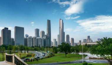 Guangzhou, Çin 'in modern kentsel mimari manzarası
