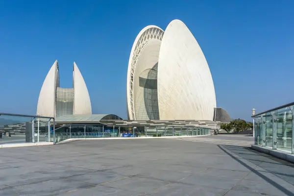 stock image Aerial view of Riyuebei Grand Theater in Zhuhai, Guangdong Provi