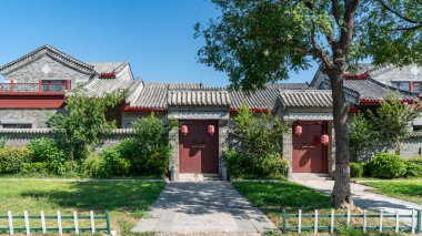 Çin klasik avlu mimarisi manzarası