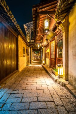 Geceleri, Zhouzhuang Antik Kenti, Suzhou, Çin sokakları