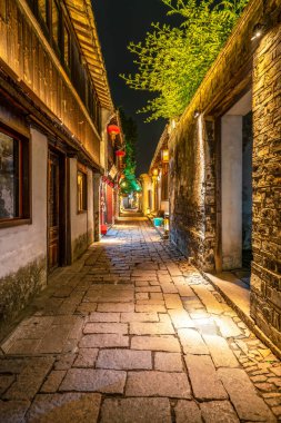 At night, the streets of Zhouzhuang Ancient Town, Suzhou, China clipart