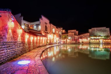 Hongcun köyünün güzel manzarası, Hweichow, Çin