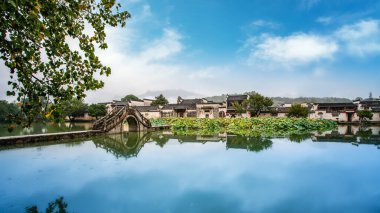 Hongcun köyünün güzel manzarası, Hweichow, Çin