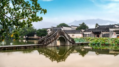 Hongcun köyünün güzel manzarası, Hweichow, Çin