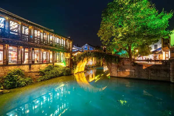 stock image Folk houses and rivers in Zhouzhuang Ancient Tow