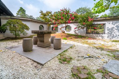 Classical architecture garden courtyard of Slender West Lake in  clipart