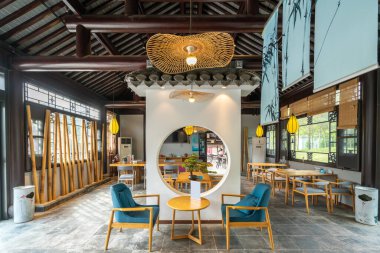 Restoran içi, otelin bir kısmı, Asya Zen & amp; Çin tarzı. 