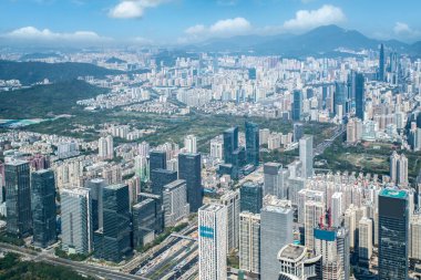 Shenzhen mimarisinin hava fotoğrafçılığı gökyüzü