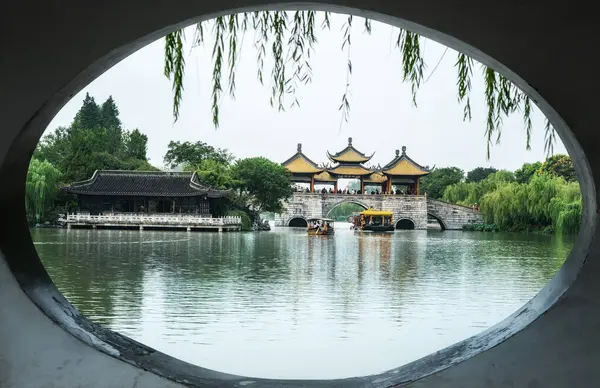 stock image Wuting Bridge, also known as the Lotus Bridge, is a famous ancie