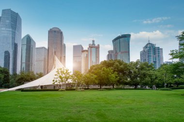 Shanghai Finans Bölgesi Plaza ve Şehir Modern Mimarisi 