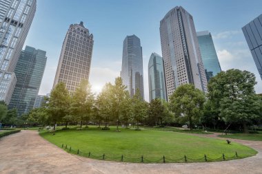 Shanghai Finans Bölgesi Plaza ve Şehir Modern Mimarisi 