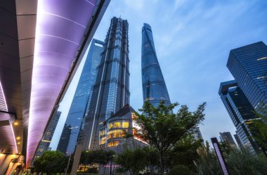 Şangay Lujiazui şehir manzarası ve modern mimari manzarası