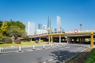 Guangzhou şehir manzarası ve modern mimari manzarası