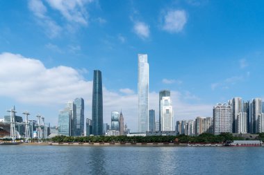 Guangzhou şehir manzarası ve modern mimari manzarası