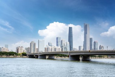 Guangzhou, Çin 'deki kentsel mimari manzaranın silüeti 