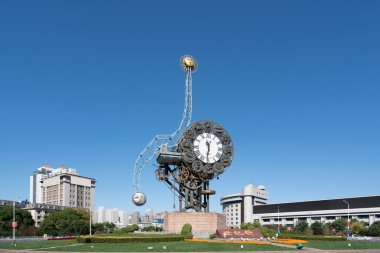 Tianji 'de Haihe Nehri' nin her iki yakasında kentsel mimari manzara