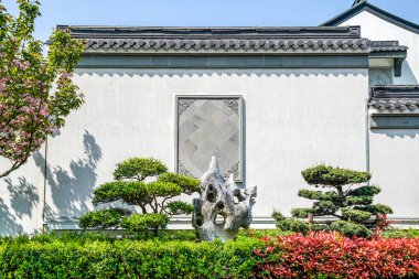 Çin tarzı gri fayans beyaz duvar arkaplan malzemesi