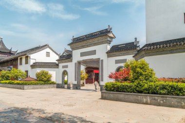 Suzhou 'daki eski binaların sokak manzarası