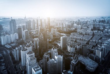 Guangzhou, Çin 'deki kentsel mimari manzaranın silüeti 