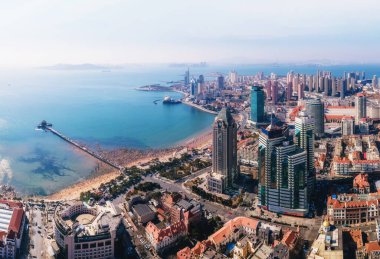 Shandong Qingdao şehri, sahil fotoğrafı.