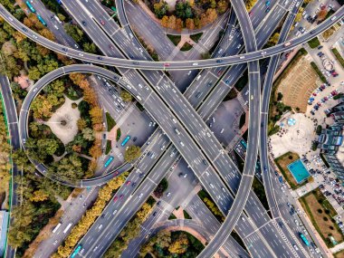 Aerial photography overpasses in modern Chinese cities clipart