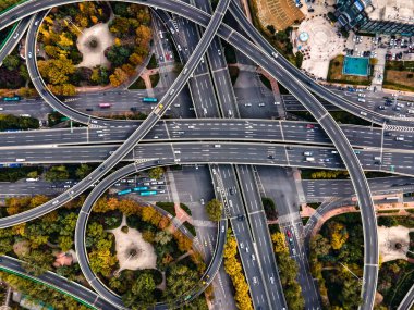 Aerial photography overpasses in modern Chinese cities clipart